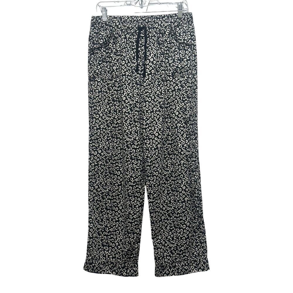 VICTORIA'S SECRET Black White Leopard Print Pull On PJ Pants Cotton Modal MEDIUM